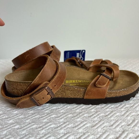 BIRKENSTOCK Waxy-Leather Sandals YARA Antique-Brown EU 36 US 5.5-6 - Picture 6 of 9